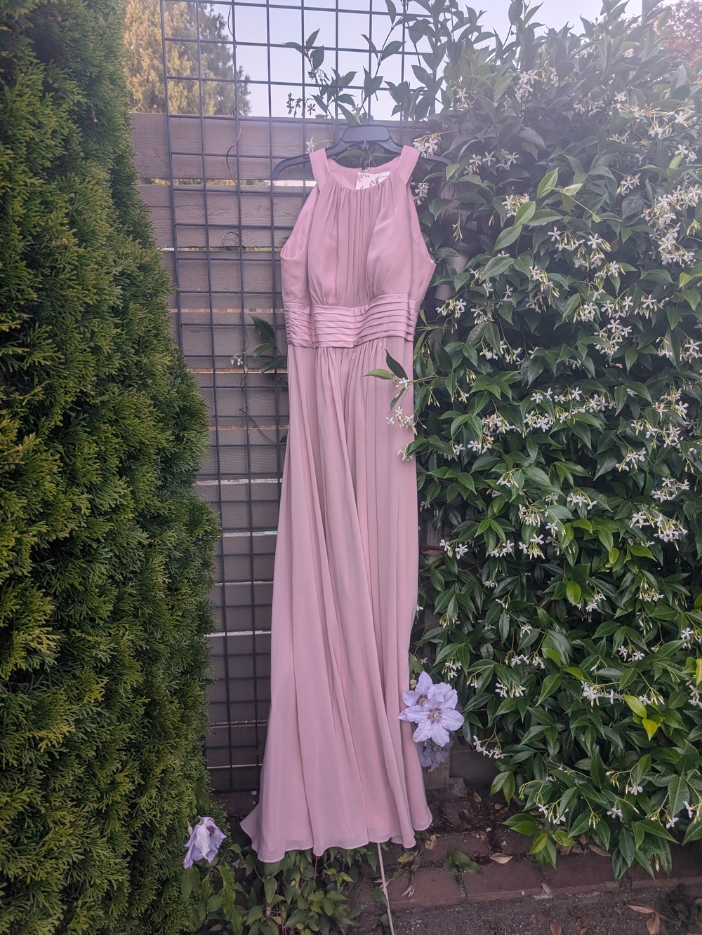 Elegant Dusty Rose Halter Maxi Dress